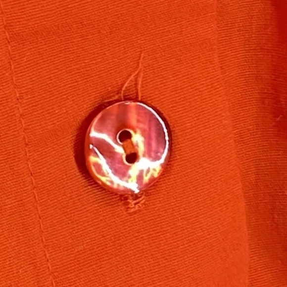 Eileen Fisher Top XS Orange Coral Long Sleeve Button Shirt Organic Cotton Blend - Picture 8 of 15